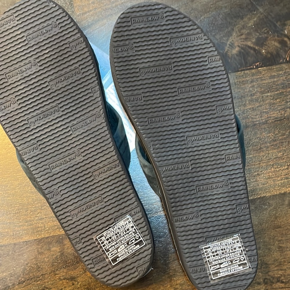 Rainbow wide strap leather flip flops-color is black - Picture 4 of 6